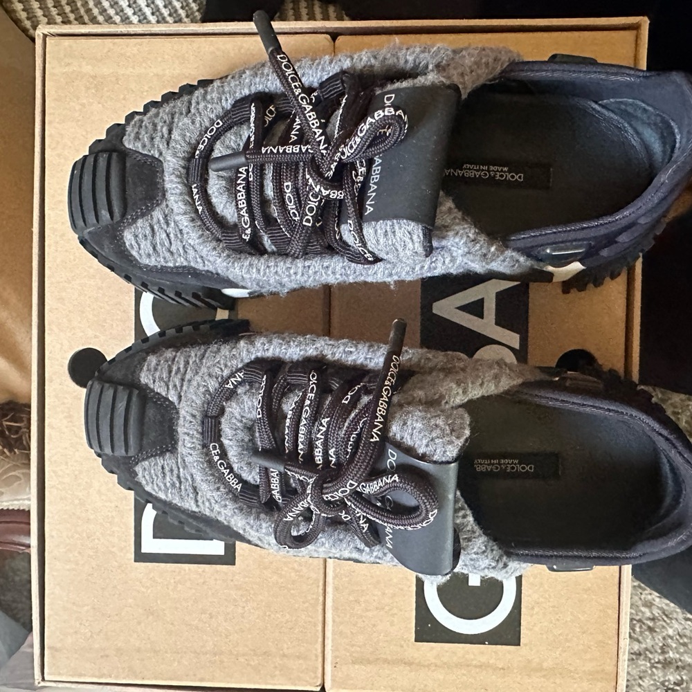 Dolce & Gabbana Black and Gray Textured Sneakers
